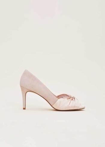 Phase Eight Satin Twist Peeptoe Heels Cream USA | 5078914-NM